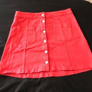 Salmon high waisted button skirt